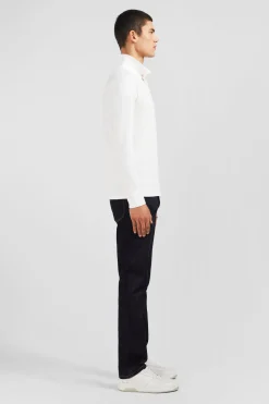 White cotton polo with contrasting neck