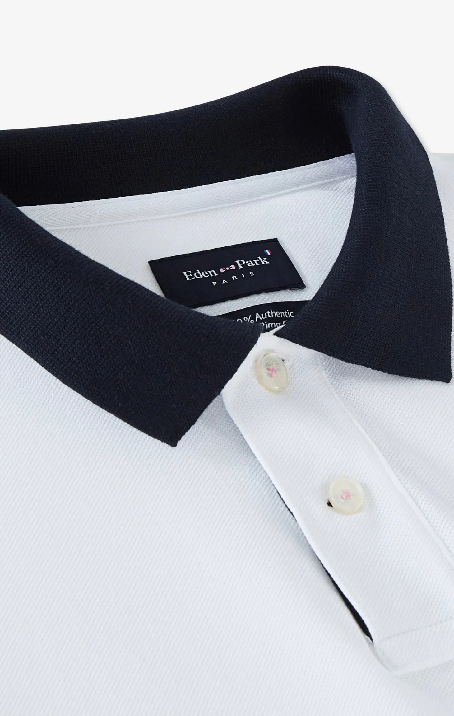 White cotton polo with contrasting neck