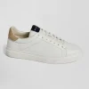 White low-top leather sneakers