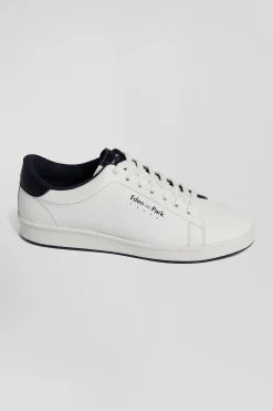 White low-top leather sneakers