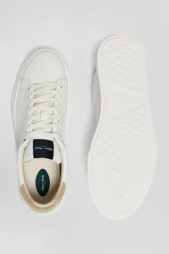 White low-top leather sneakers