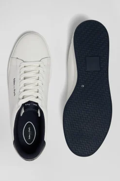 White low-top leather sneakers