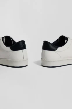 White low-top leather sneakers