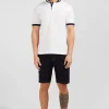 White pima cotton polo with contrasting accents
