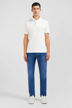White stretch pima cotton polo