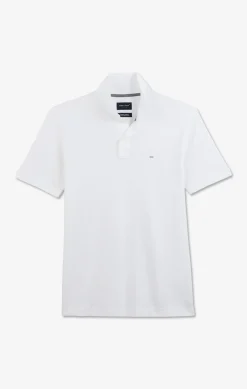 White stretch pima cotton polo