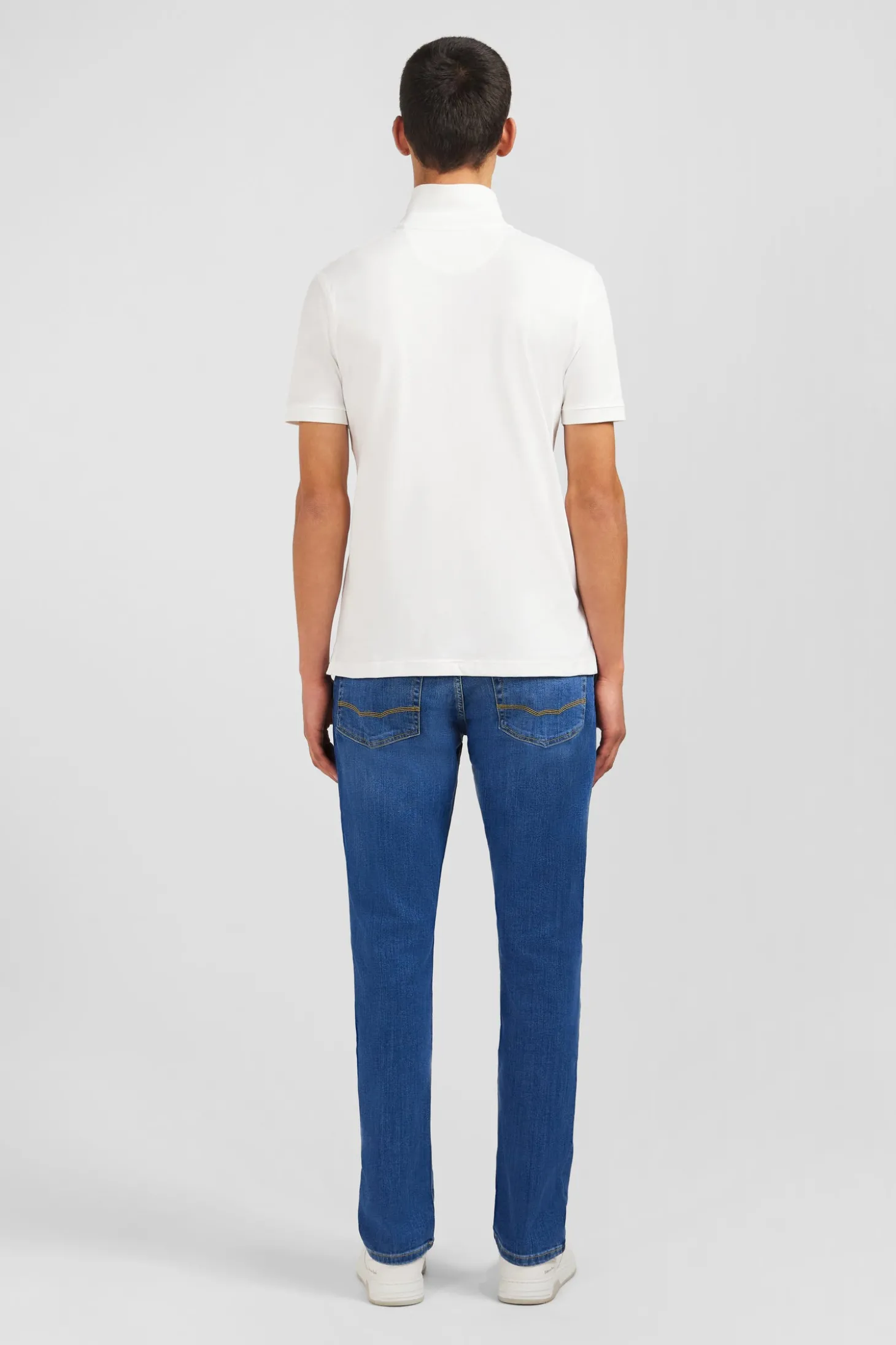 White stretch pima cotton polo