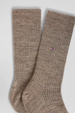 Women's brown alpaca wool blend socks