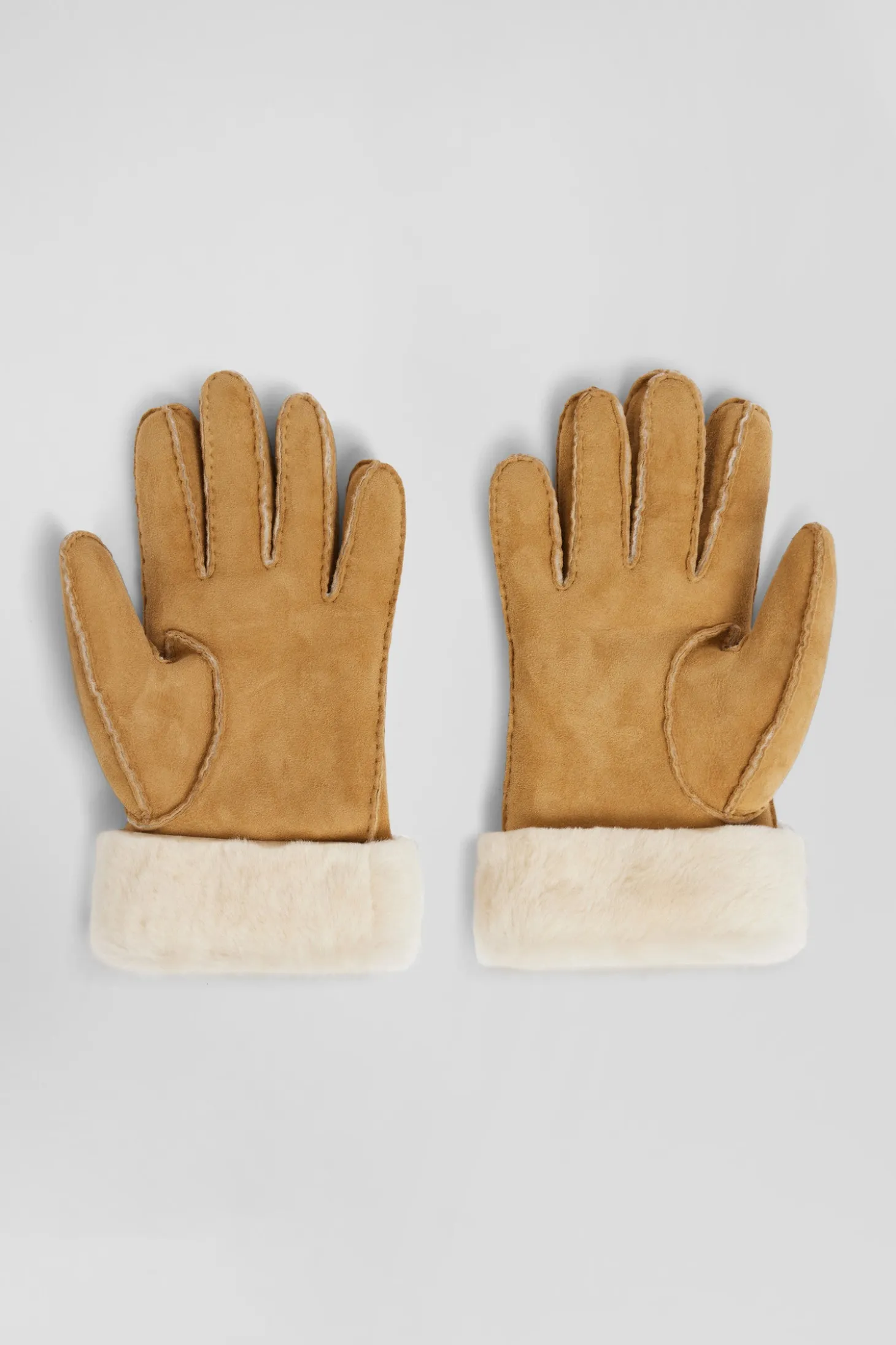 Women's camel shearling leather gloves
