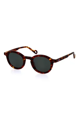 XV de France brown round acetate tortoiseshell sunglasses